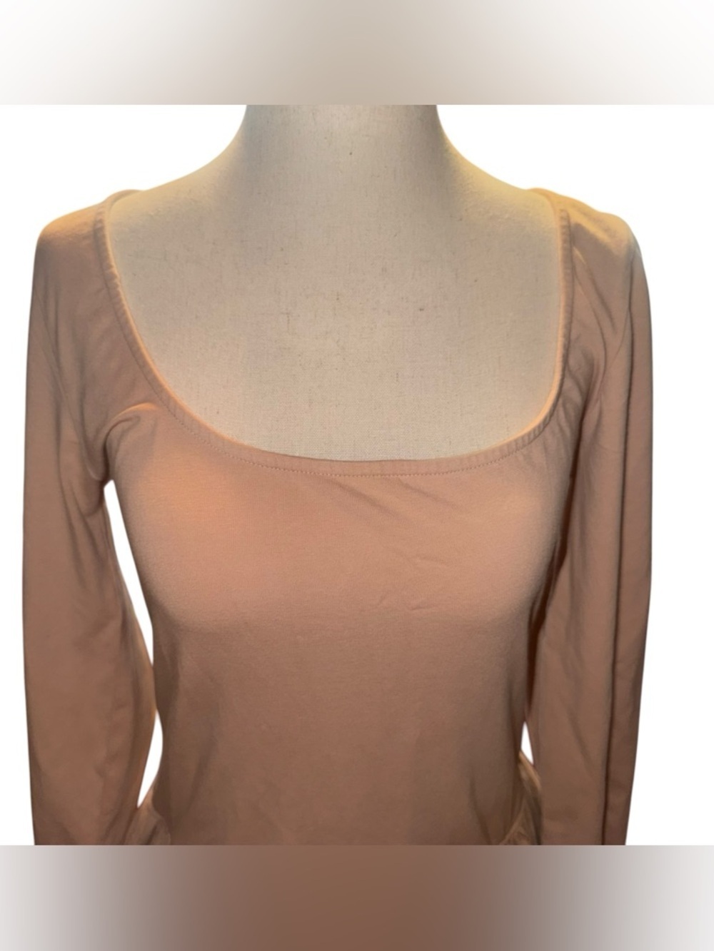 NWT FREE PEOPLE Free-est Onda Drop-Waist Long Sleeve Mini Dress Neutral Size L - Picture 7 of 16